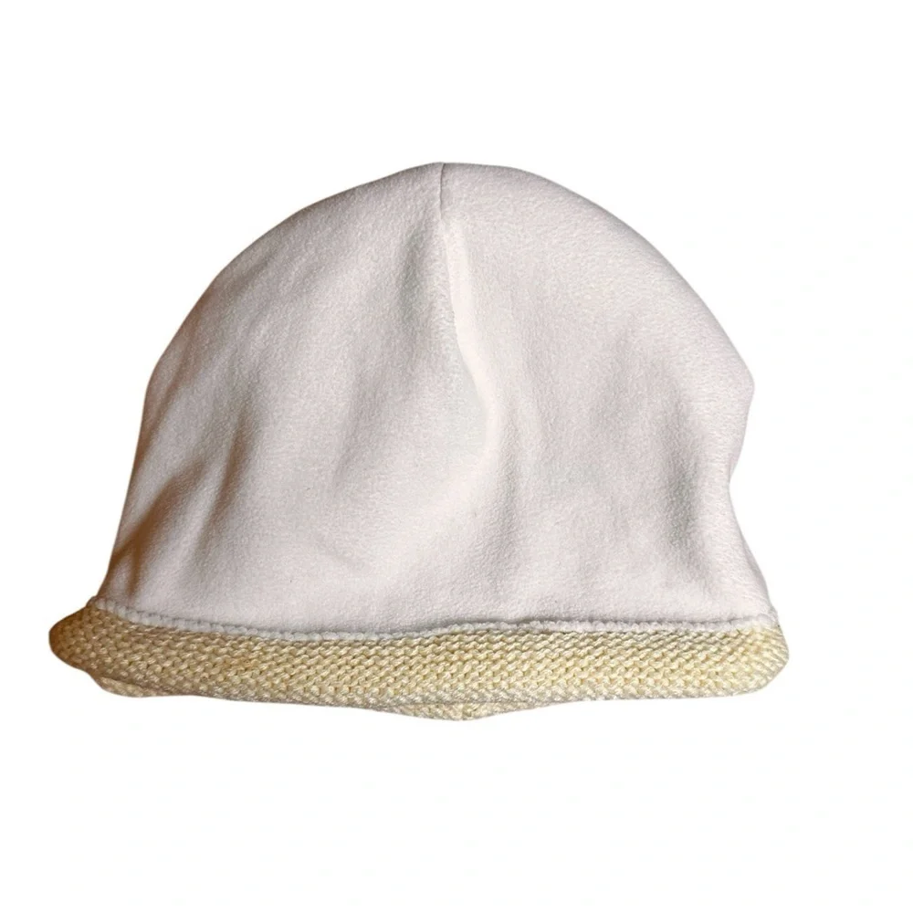 LL Bean Kids Hat Beanie Cream Off white Sweater Knit Girls Youth Size S